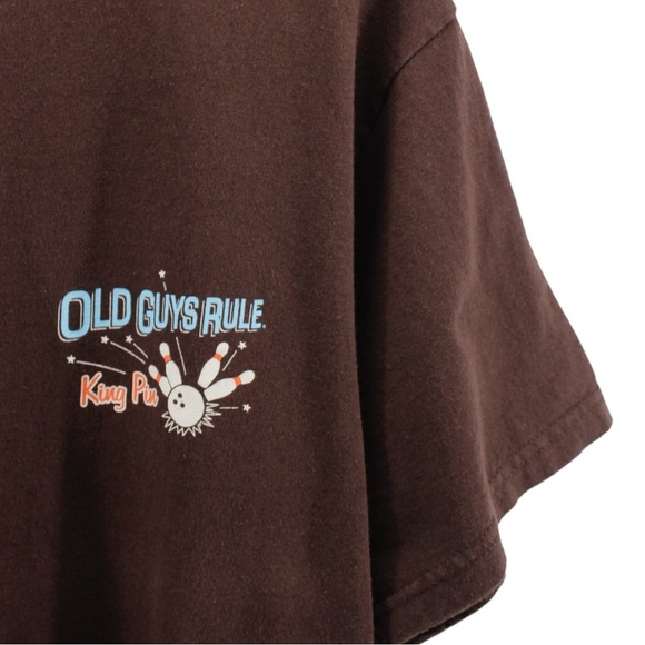 Vintage Old Guys Rule Chocolate Brown King Pin Bowling Basic Tee Size M - Picture 5 of 8